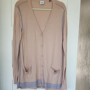 CAbi Peach and Lavendar Cardigan Sweater Lightweight Knit